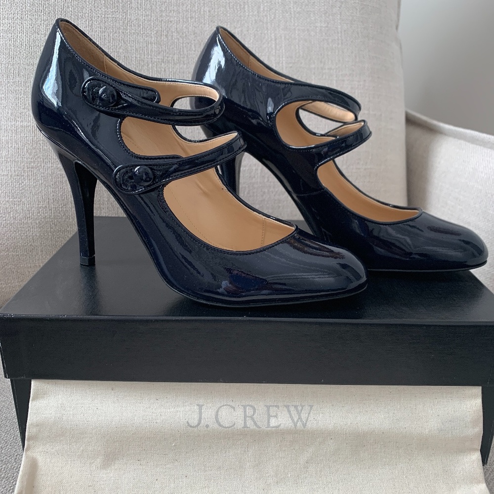 Brand new J Crew Mary Jane heels in navy